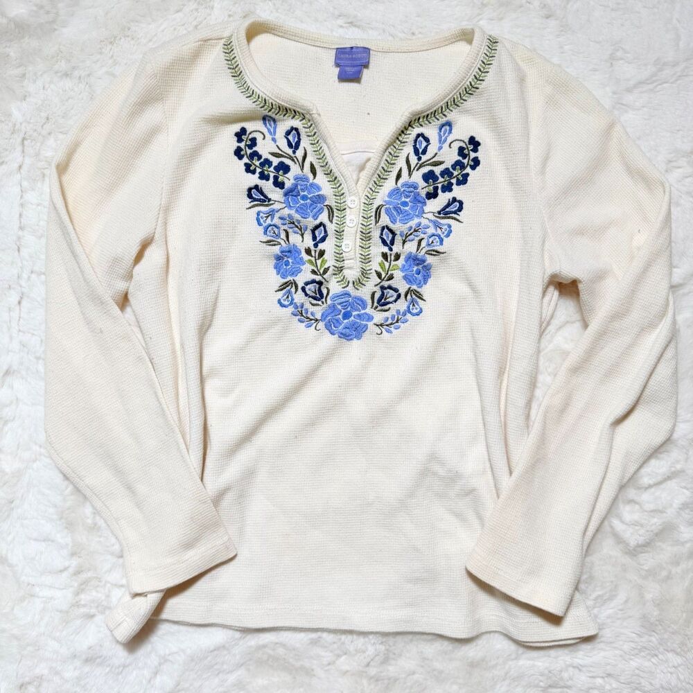 Botanical Embroidered Henley